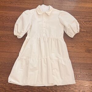 Amanda Uprichard Ivory Puff Sleeve Mini Dress